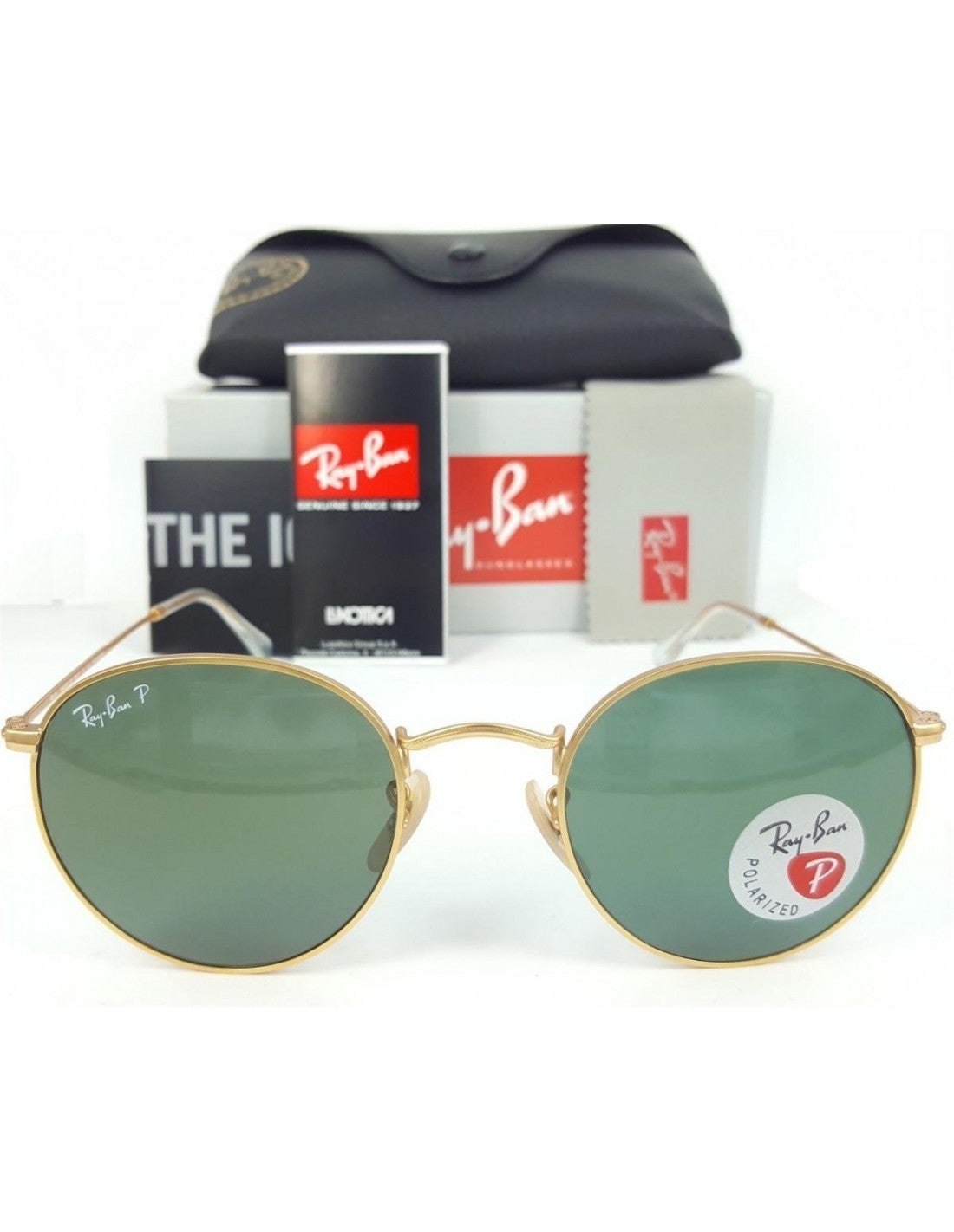 Ray Ban Rb3447 112/58 Round Metal Dorado Polarizado Chico 47mm